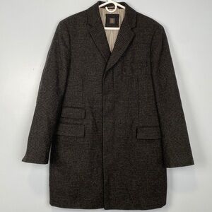 Wallin & Bros Men’s Wool Harper Topcoat Pea Coat Black Gray 44R Preppy Classic